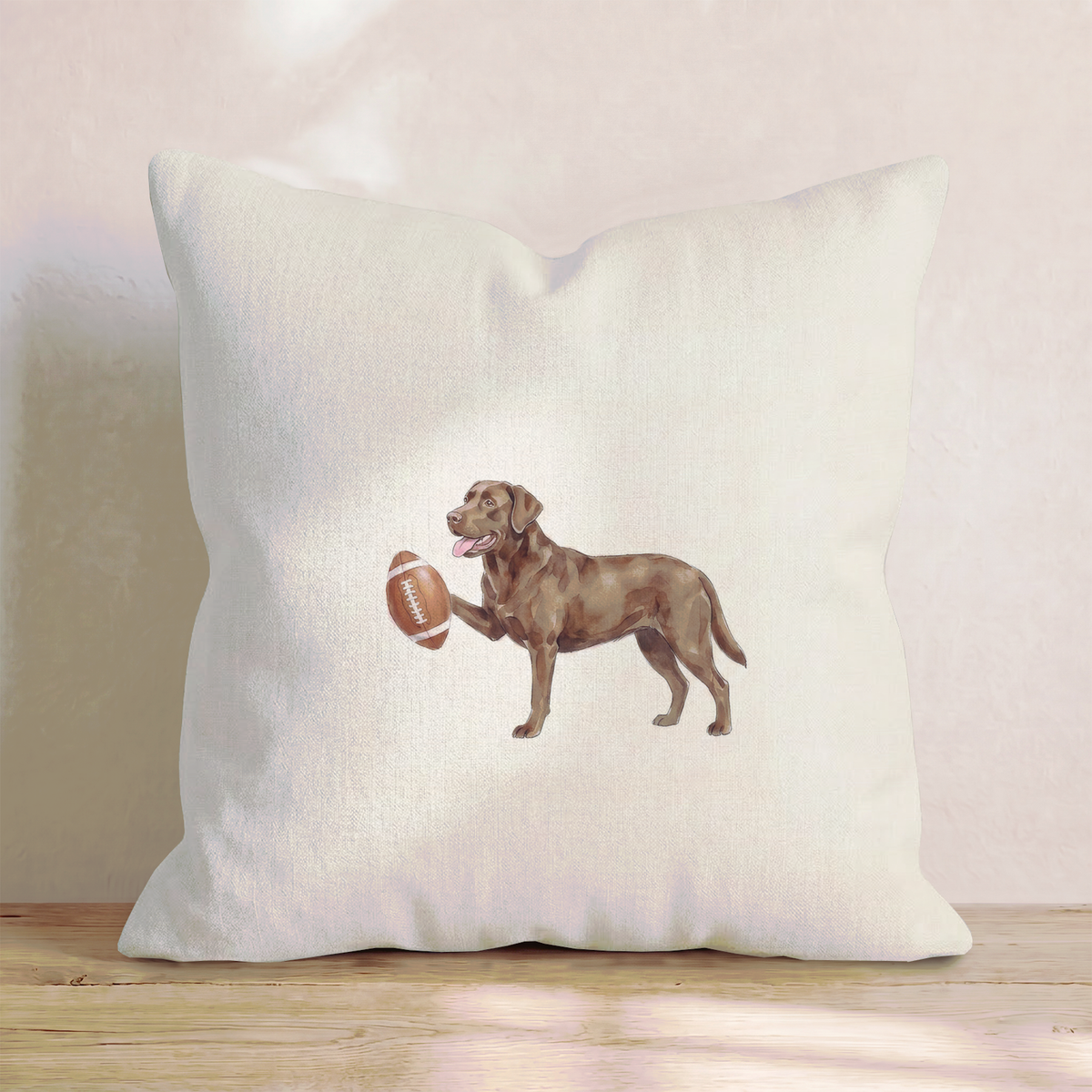 Football Chocolate Lab Throw Pillow