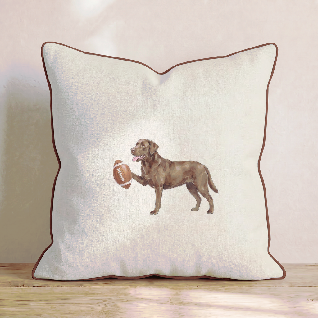 Football Chocolate Lab Throw Pillow