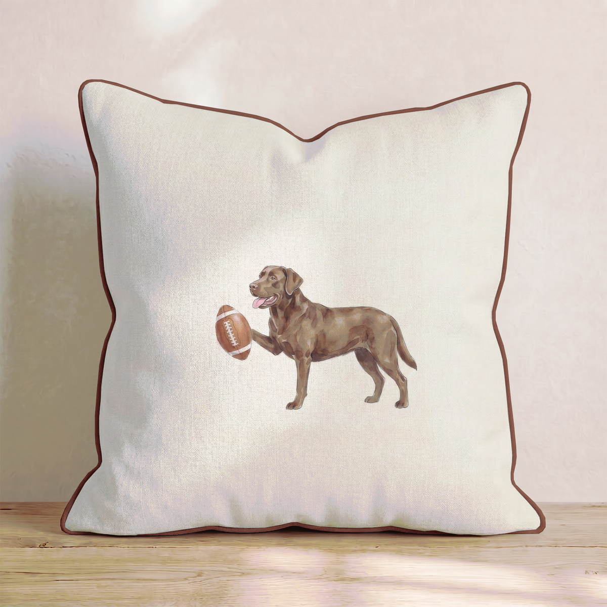 Football Chocolate Lab Throw Pillow