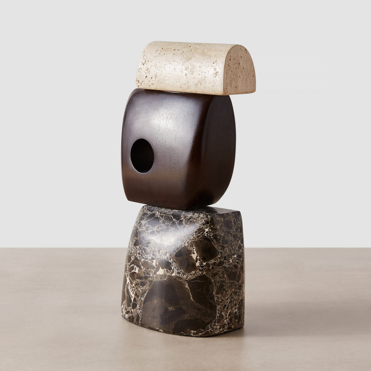 Hari Stone and Wood Sculpture