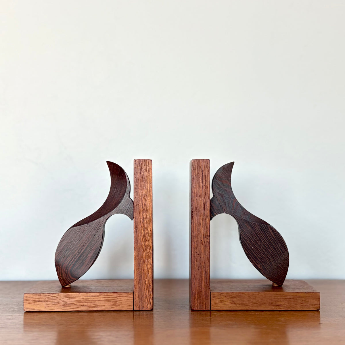 Art deco walnut bookends