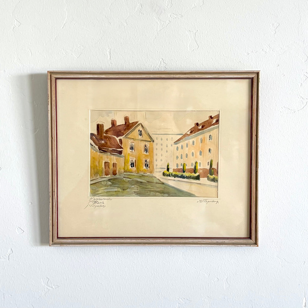 Swedish watercolor town 11” x 9”