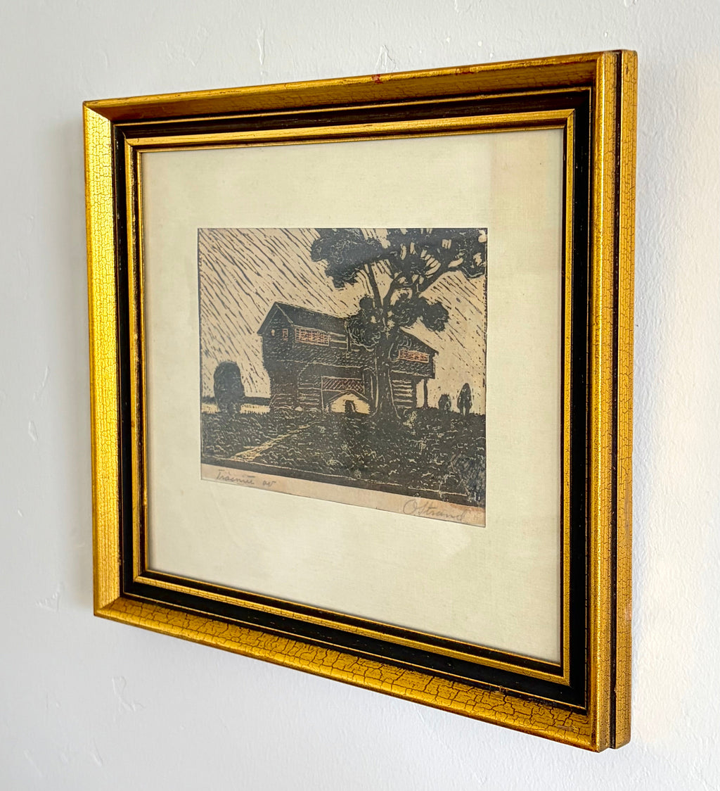 Linocut house 11” x 9.5”