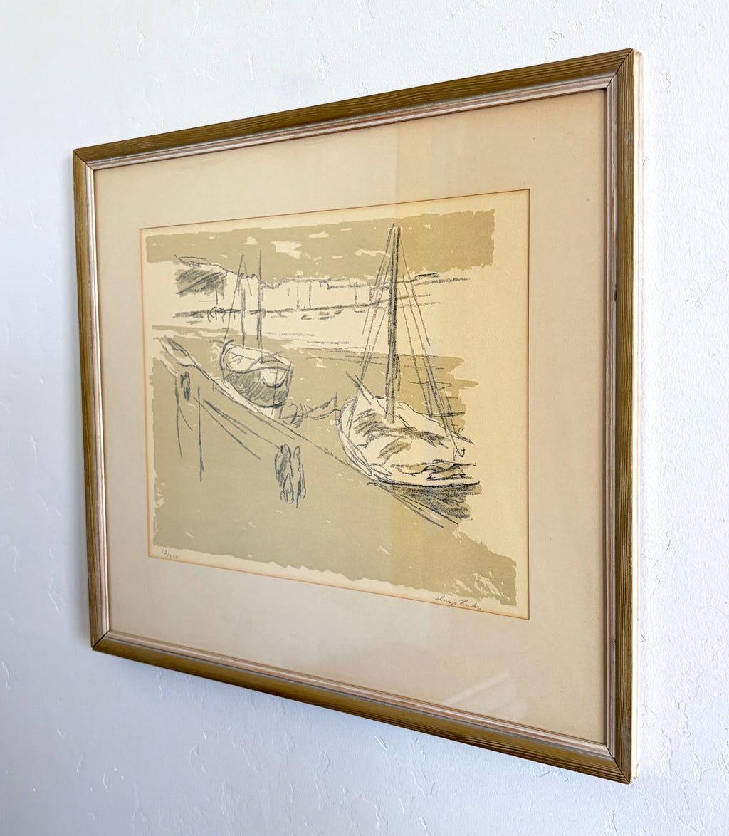 Minimalist boat lithograph 20.5” x 17.5”