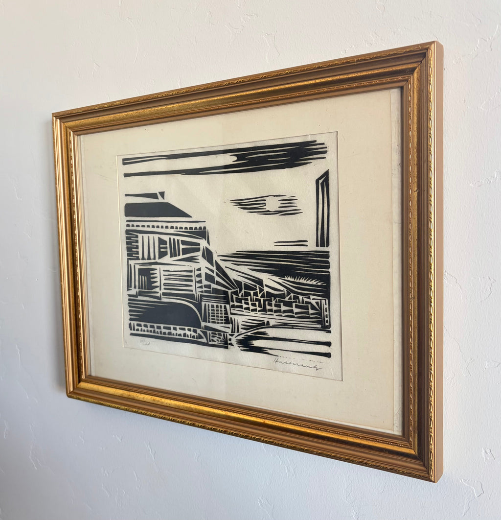 Neighborhood linocut 17.5" x 13.5"