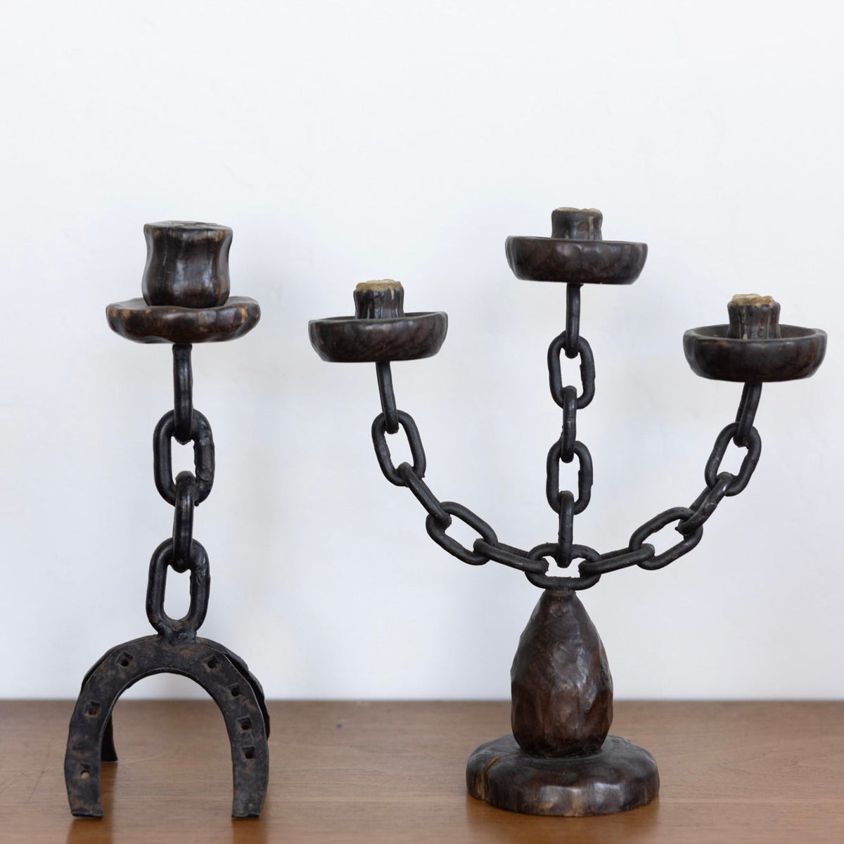 Large Brutalist candle holders