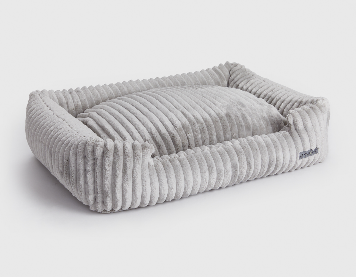 Luna Grey Corduroy Lounge Dog Bed