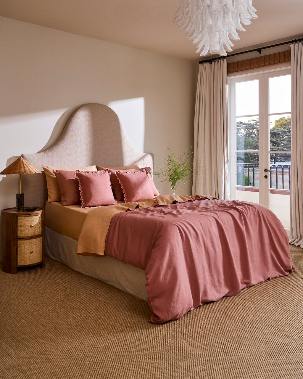 Terracotta 100% French Flax Linen Fitted Sheet