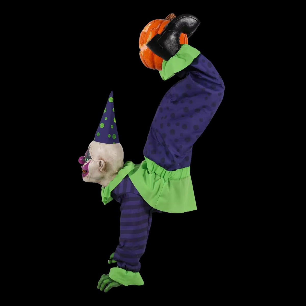 Upside-Down Clown with Jack-O'-Lantern Halloween Animatronic Decoration view 2