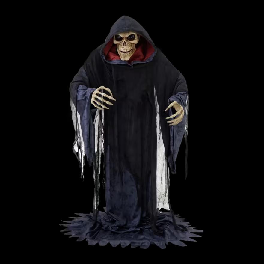 Rising Skeleton Reaper in Hooded Cloak Halloween Animatronic Decoration Halloween decoration
