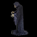 Rising Skeleton Reaper in Hooded Cloak Halloween Animatronic Decoration view 2