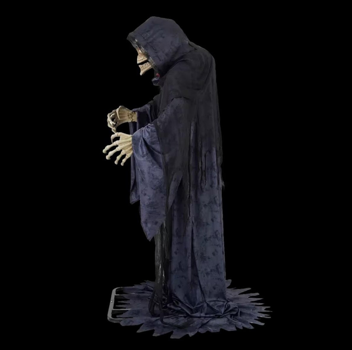 Rising Skeleton Reaper in Hooded Cloak Halloween Animatronic Decoration view 2