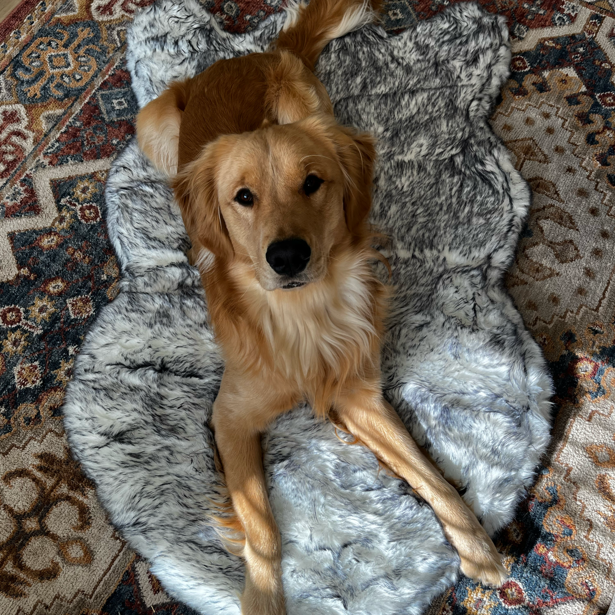 PupRug® Luxe Faux Fur Orthopedic Dog Bed - Ultra Plush Arctic Fox
