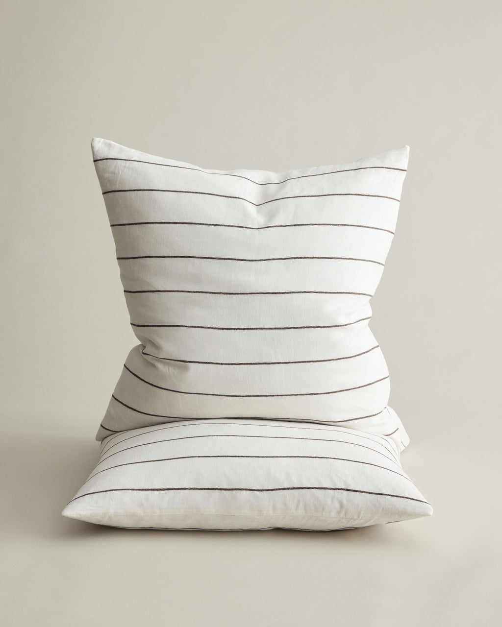 Set of 2 Linen Euro Pillowcases - Truffle Stripe