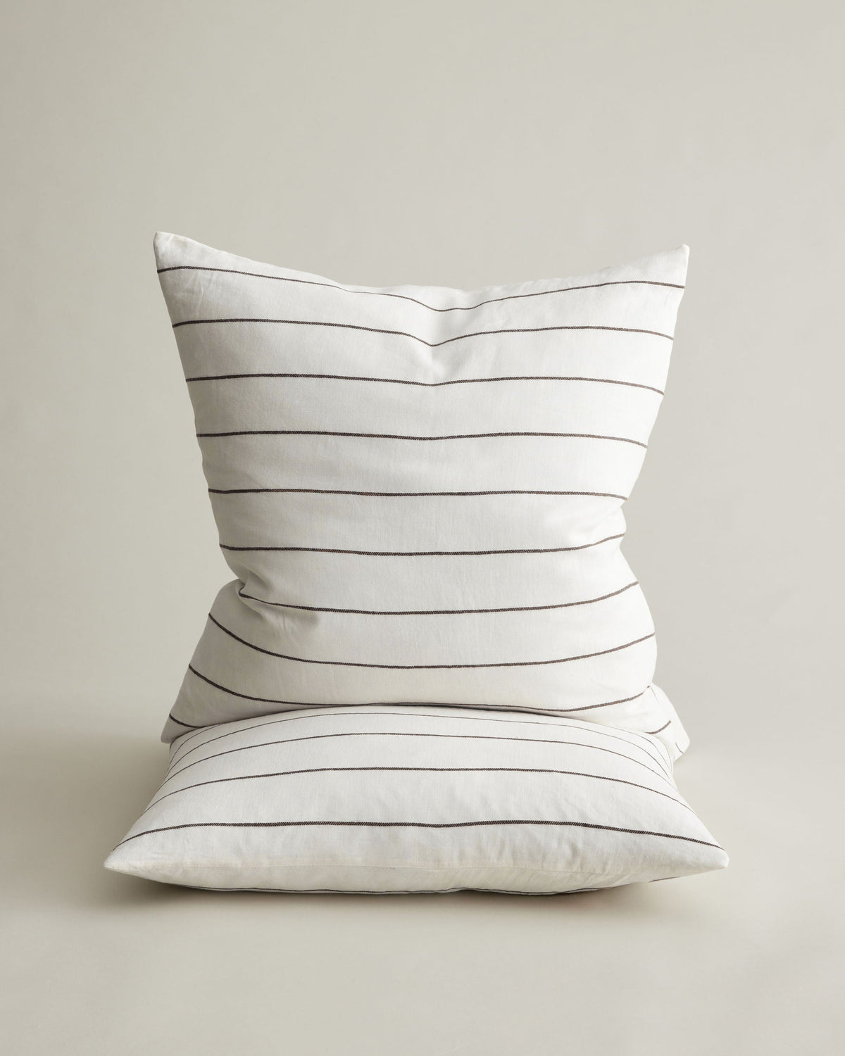 Set of 2 Linen Euro Pillowcases - Truffle Stripe