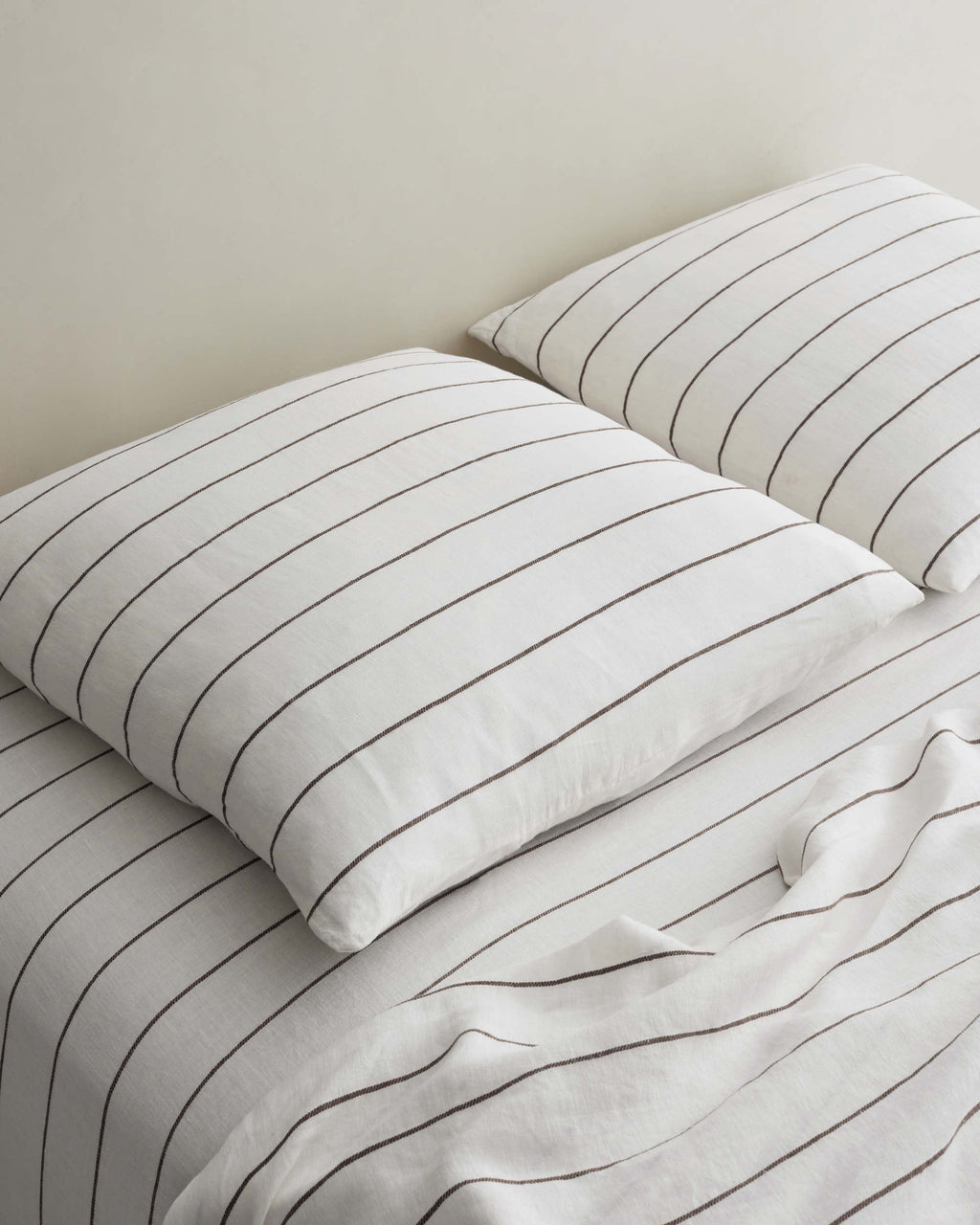 Set of 2 Linen Euro Pillowcases - Truffle Stripe