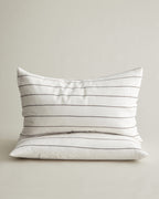 Set of 2 Linen Pillowcases - Truffle Stripe
