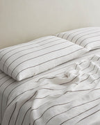 Set of 2 Linen Pillowcases - Truffle Stripe