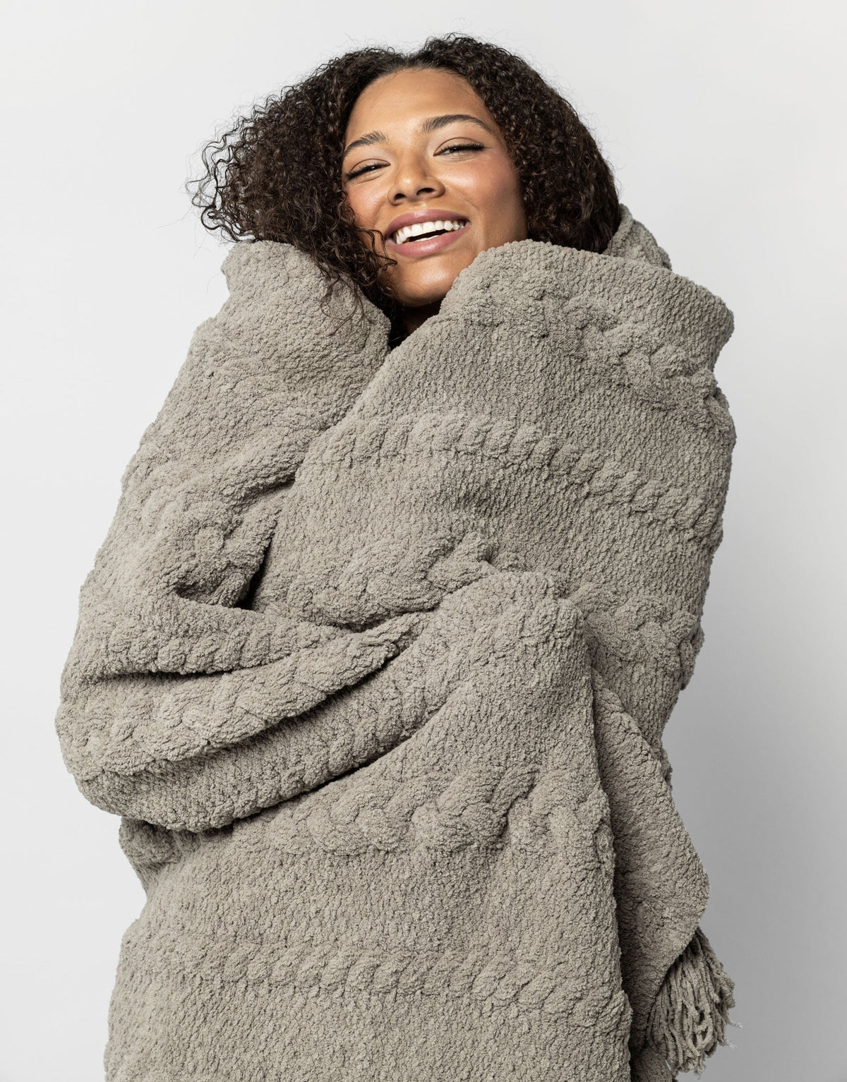 Braided Pom Pom Throw