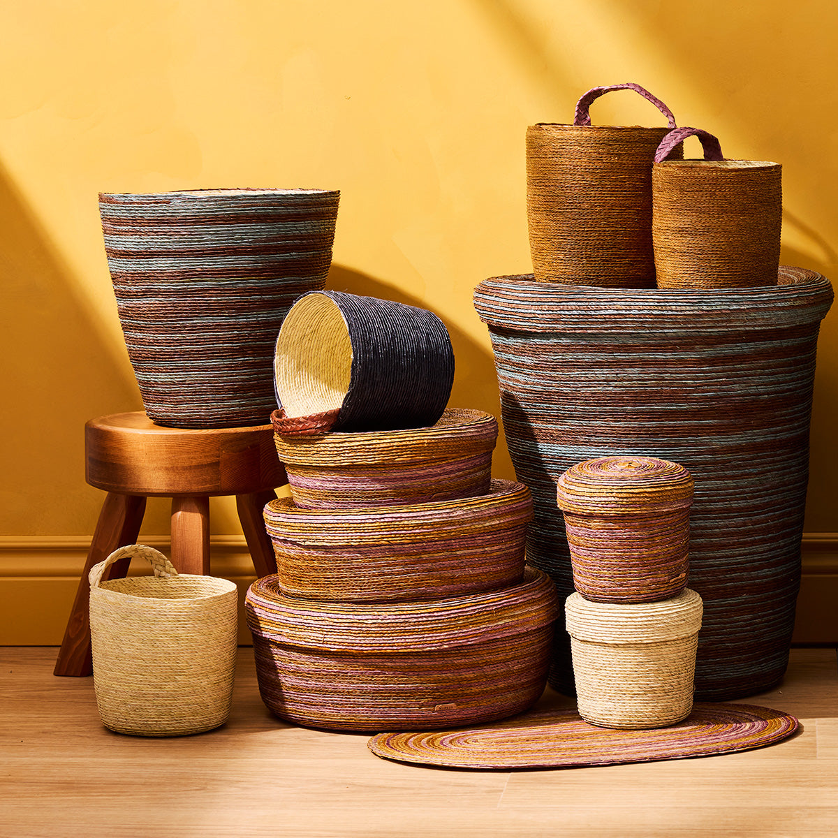 Tall Woven Lidded Hamper
