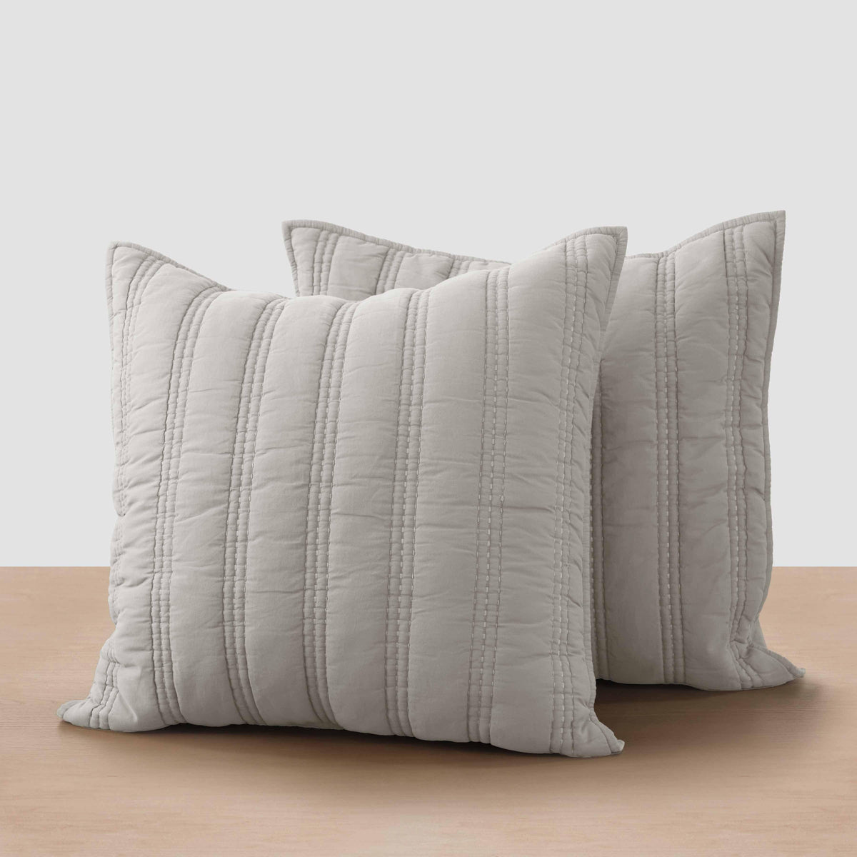 Organic Stonewashed Percale Channel Quilt Euro Shams