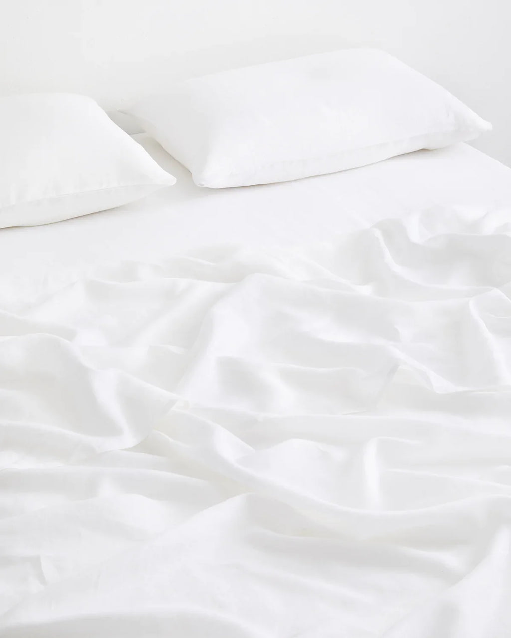 White 100% French Flax Linen Fitted Sheet