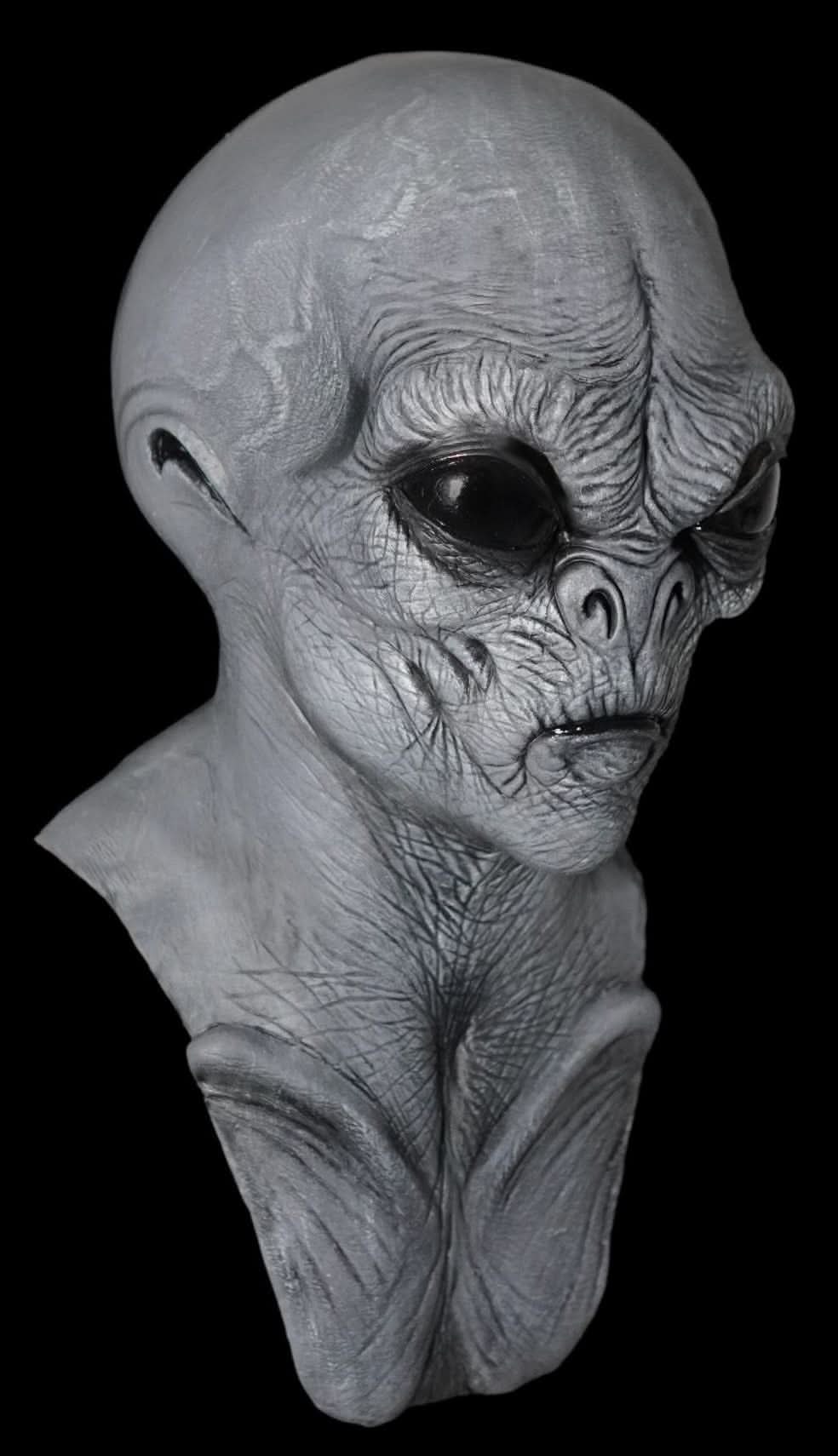 "Alien Grey Halloween Mask and Hand Set" view 3