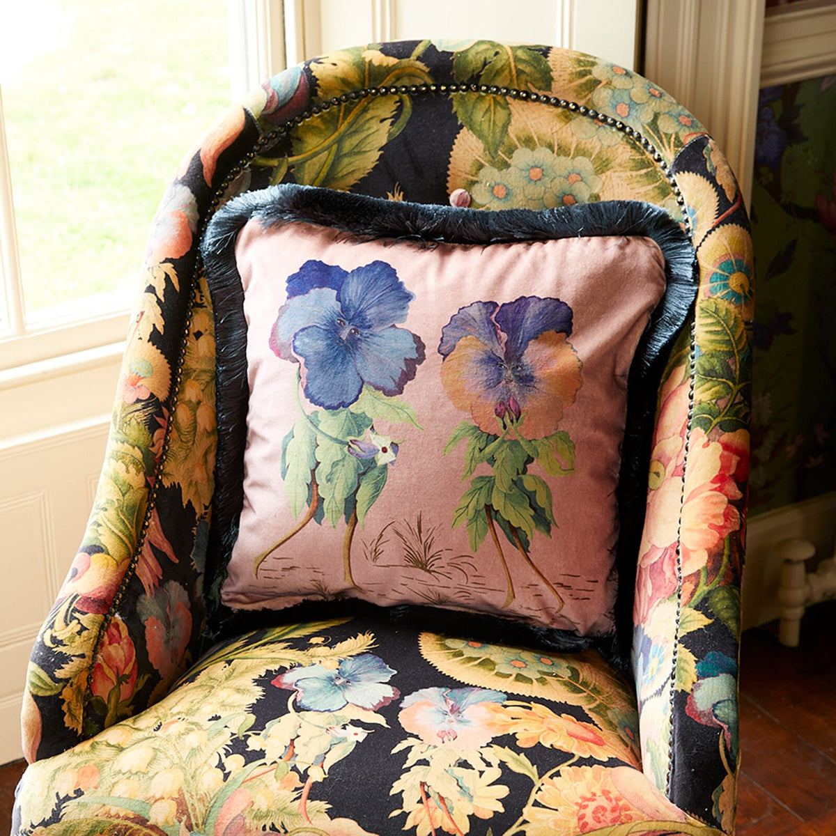 LOVE LETTER Medium Fringe Velvet Cushion - Tourmaline