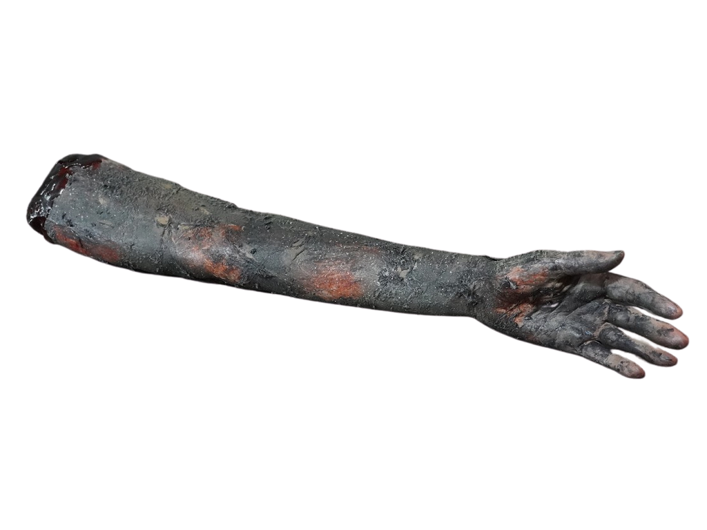 Burnt Leslie Arms Halloween decoration