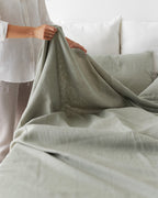 Calm sage linen flat sheet