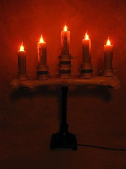 "Candelabra Table Top Halloween Prop w/ 5 Flicker Candles" Haunted House Lighting view 2