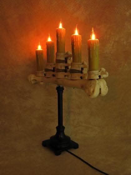 "Candelabra Table Top Halloween Prop w/ 5 Flicker Candles" Haunted House Lighting view 4