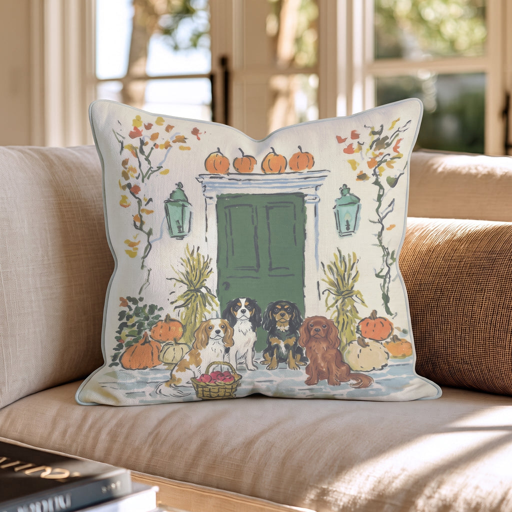 Cavalier King Charles Spaniel Autumn Wander Throw Pillow