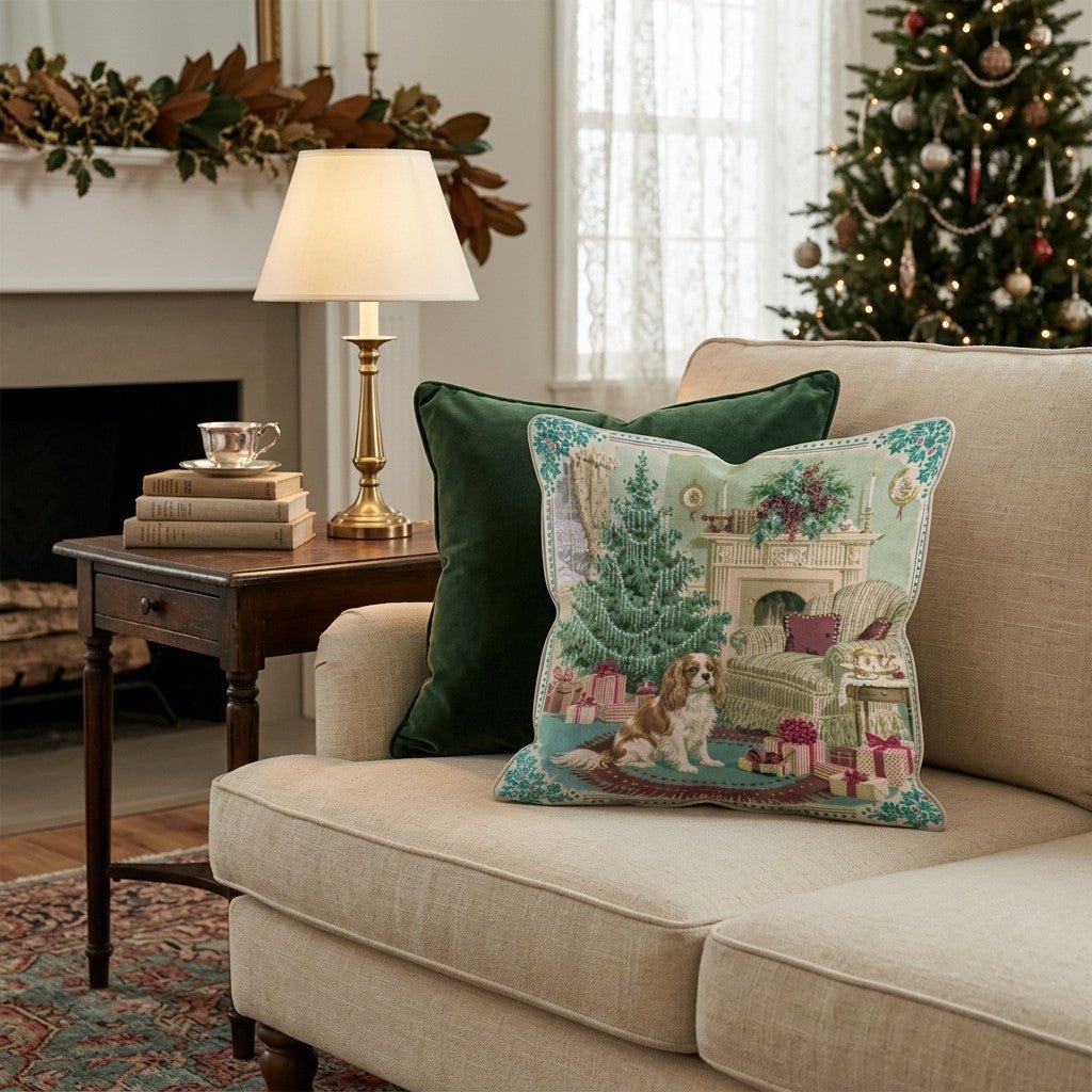 Cavalier King Charles Spaniel Holly Parlor Throw Pillow
