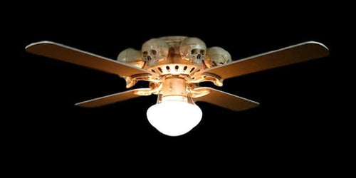 "Ceiling Fan with 8 Small Skulls and Light" Haunted House Lighting Halloween decoration