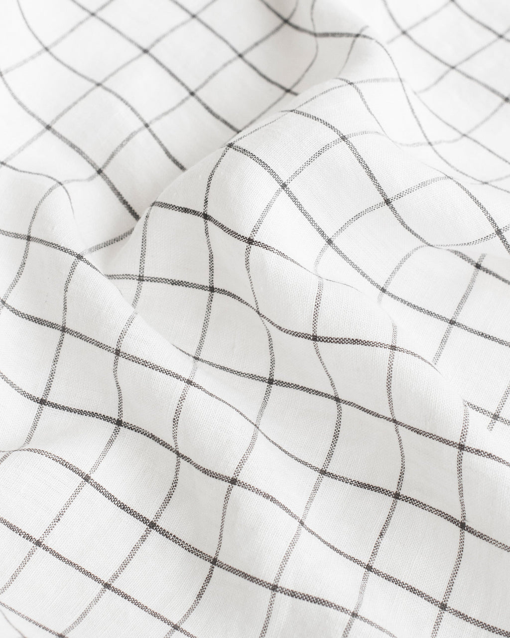 Charcoal grid linen flat sheet