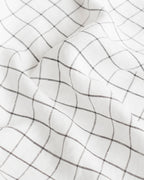 Charcoal grid linen flat sheet