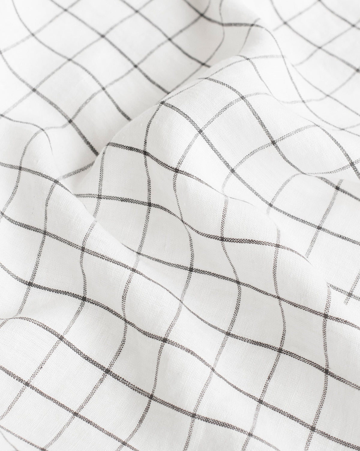 Charcoal grid linen flat sheet