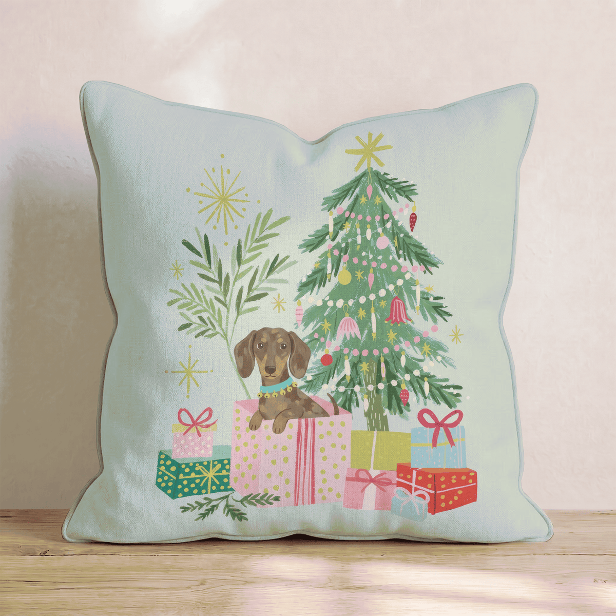 Dachshund Gift Surprise Throw Pillow