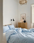 Sky blue linen-cotton sheet set