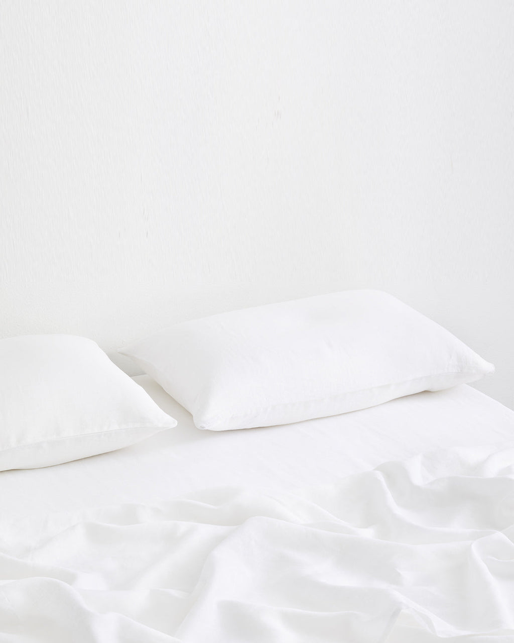 White 100% French Flax Linen Fitted Sheet