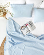 Sky blue linen-cotton sheet set