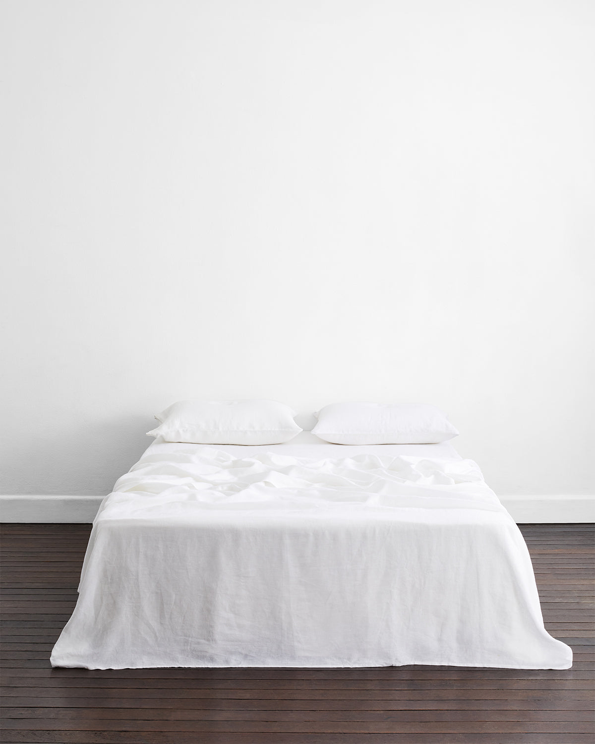 White 100% French Flax Linen Flat Sheet