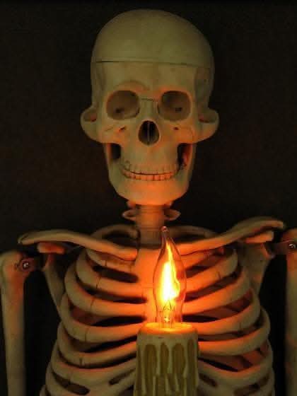 "Framed 3D Skeleton Torso Holding Candle" Hanging Haunted House Decoration view 4