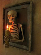 "Framed 3D Skeleton Torso Holding Candle" Hanging Haunted House Decoration view 2