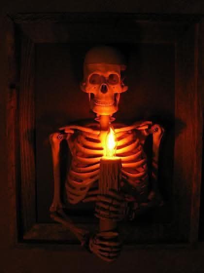 "Framed 3D Skeleton Torso Holding Candle" Hanging Haunted House Decoration view 5