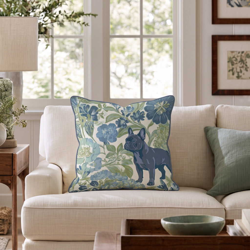 French Bulldog in the Flowers Throw Pillow