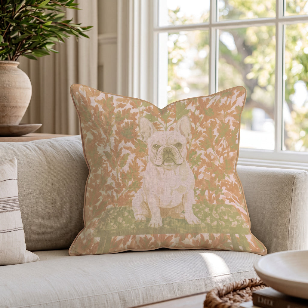 French Bulldog NYC Fall Afternoon Throw Pillow