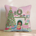 Goldendoodle Christmas Parlor Throw Pillow