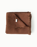 Heavyweight linen throw blanket in Chocolate brown